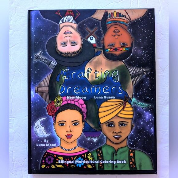 Crafting Dreamers Bilingual Multicultural Coloring Book by Luna Moon - Picture 1 of 10